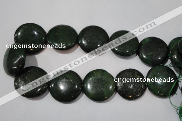 CIS18 15.5 inches 35mm flat round green iron stone beads wholesale