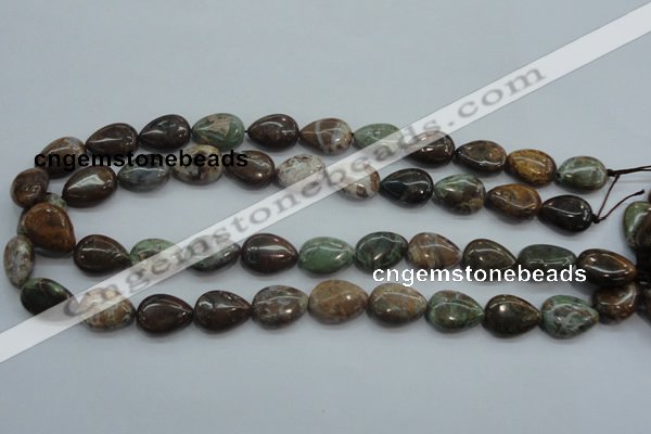 CJA03 15.5 inches 13*18mm teardrop green jasper beads wholesale