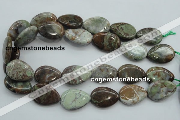 CJA05 15.5 inches 20*30mm teardrop green jasper beads wholesale