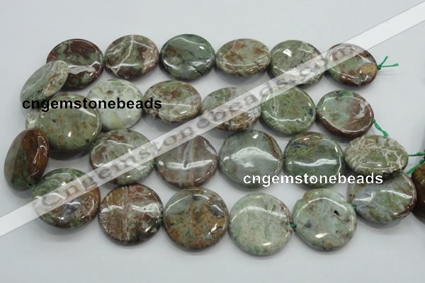 CJA08 15.5 inches 30mm coin green jasper beads wholesale