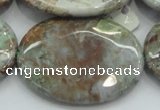 CJA09 15.5 inches 30*40mm oval green jasper beads wholesale