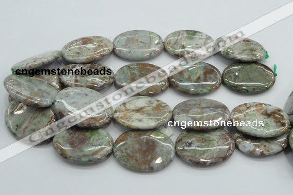 CJA09 15.5 inches 30*40mm oval green jasper beads wholesale