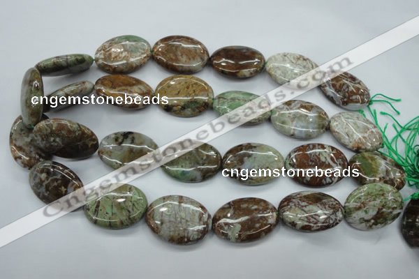 CJA23 15.5 inches 22*30mm oval green jasper beads wholesale