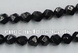 CJB06 16 inches 8mm faceted round natural jet gemstone beads wholesale