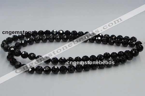 CJB07 16 inches 10mm faceted round natural jet gemstone beads wholesale