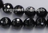 CJB08 16 inches 12mm faceted round natural jet gemstone beads wholesale