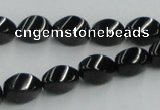 CJB15 16 inches 8*12mm twisted rice natural jet gemstone beads wholesale