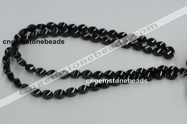 CJB15 16 inches 8*12mm twisted rice natural jet gemstone beads wholesale