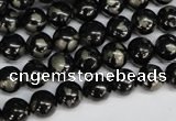 CJB151 15.5 inches 8mm round natural jet & pyrite gemstone beads