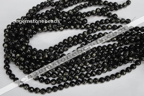 CJB151 15.5 inches 8mm round natural jet & pyrite gemstone beads