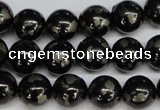 CJB153 15.5 inches 12mm round natural jet & pyrite gemstone beads