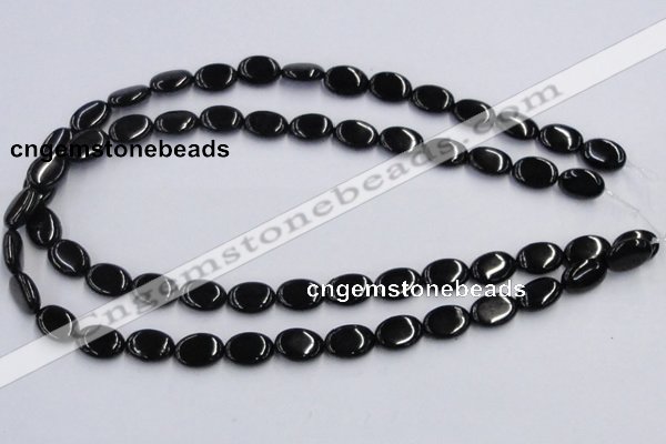 CJB17 16 inches 10*14mm oval natural jet gemstone beads wholesale