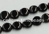 CJB20 16 inches 10mm flat round natural jet gemstone beads wholesale