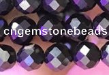 CJB200 15.5 inches 5mm faceted round jet beads wholesale