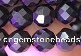 CJB201 15.5 inches 6mm faceted round jet beads wholesale