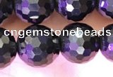 CJB202 15.5 inches 8mm faceted round jet beads wholesale