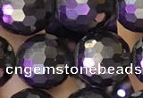 CJB203 15.5 inches 10mm faceted round jet beads wholesale