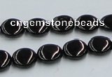 CJB21 16 inches 12mm flat round natural jet gemstone beads wholesale