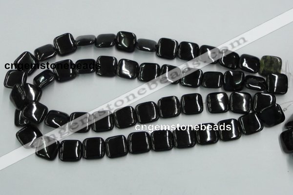 CJB29 16 inches 16*16mm square natural jet gemstone beads wholesale