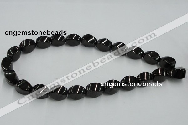 CJB36 16 inches 12*18mm twisted rice natural jet gemstone beads