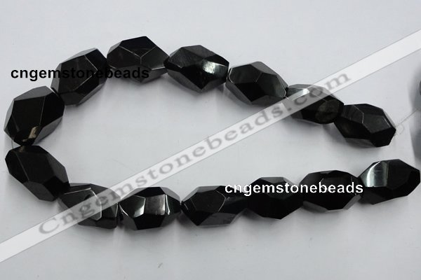 CJB41 16 inches 18*28mm faceted nugget natural jet gemstone beads