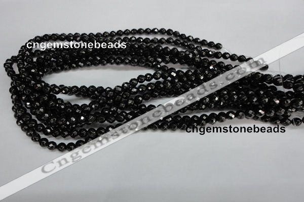 CJB45 15.5 inches 6mm faceted round natural jet gemstone beads