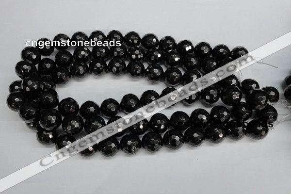 CJB47 15.5 inches 16mm faceted round natural jet gemstone beads