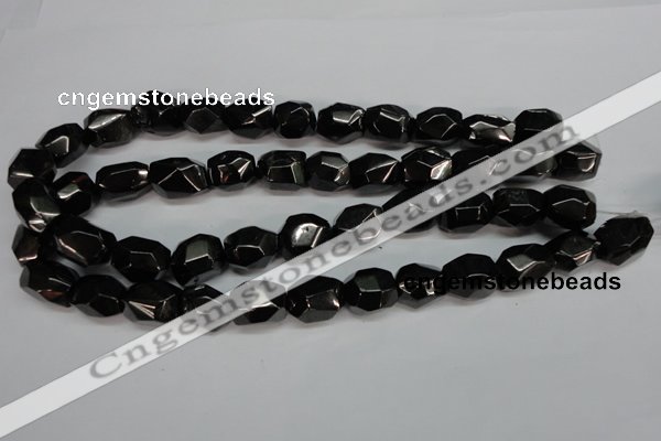 CJB56 15.5 inches 13*18mm faceted nuggets natural jet gemstone beads