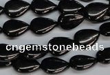 CJB68 15.5 inches 10*14mm flat teardrop natural jet gemstone beads