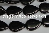 CJB69 15.5 inches 13*18mm flat teardrop natural jet gemstone beads