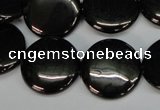 CJB78 15.5 inches 20mm flat round natural jet gemstone beads