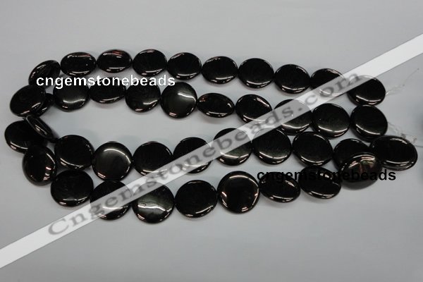 CJB78 15.5 inches 20mm flat round natural jet gemstone beads