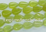 CKA112 15.5 inches 8*12mm flat teardrop Korean jade gemstone beads