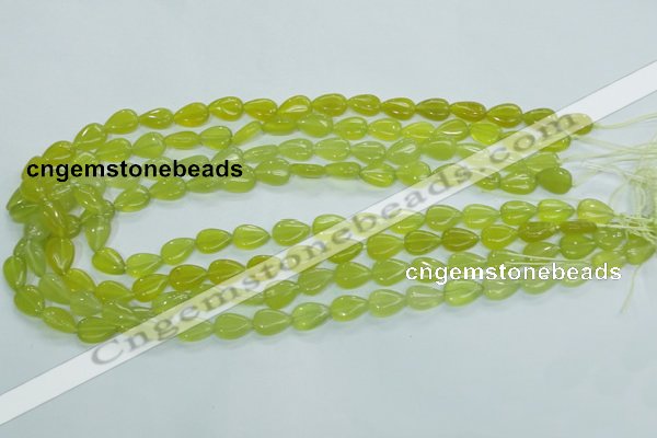 CKA112 15.5 inches 8*12mm flat teardrop Korean jade gemstone beads