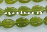 CKA113 15.5 inches 12*16mm flat teardrop Korean jade gemstone beads