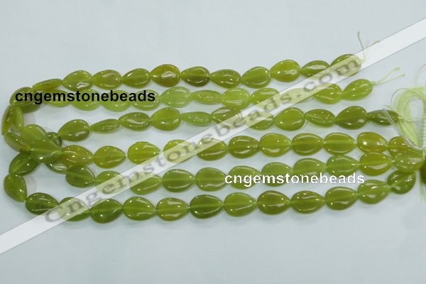 CKA113 15.5 inches 12*16mm flat teardrop Korean jade gemstone beads