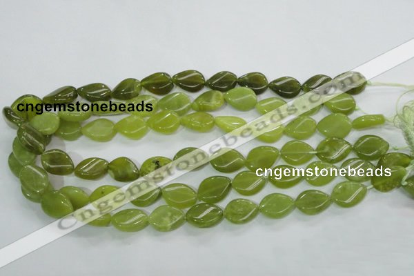 CKA114 15.5 inches 13*18mm twisted flat teardrop Korean jade beads