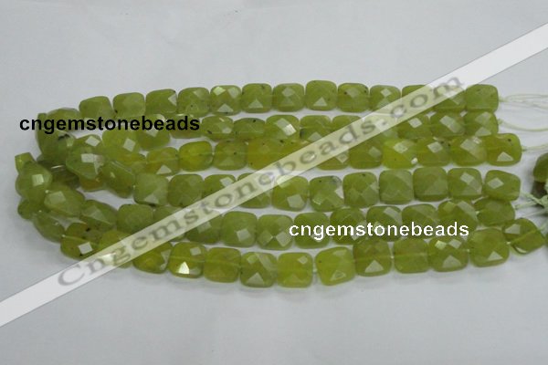 CKA116 15.5 inches 14*14mm faceted square Korean jade beads