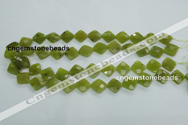 CKA117 15.5 inches 14*14mm faceted diamond Korean jade beads