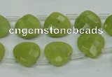 CKA119 Top-drilled 13*13mm faceted flat teardrop Korean jade beads