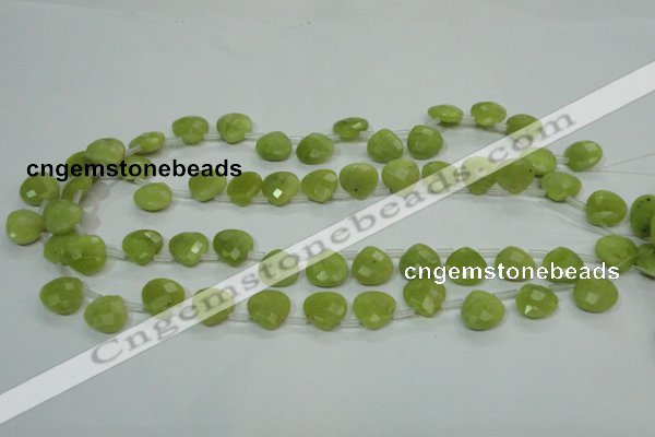 CKA119 Top-drilled 13*13mm faceted flat teardrop Korean jade beads