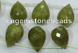 CKA121 Top-drilled 12*17mm faceted teardrop Korean jade beads