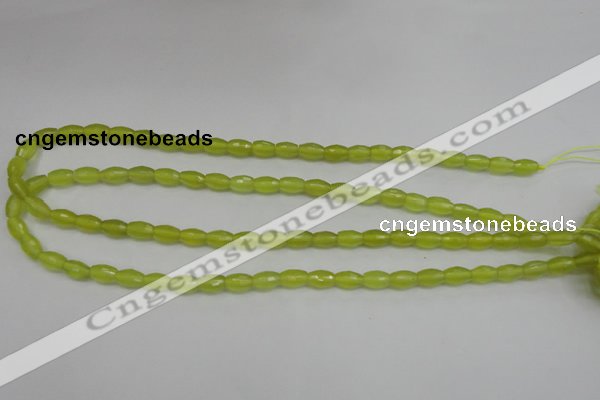 CKA225 15.5 inches 6*8mm faceted rice Korean jade gemstone beads