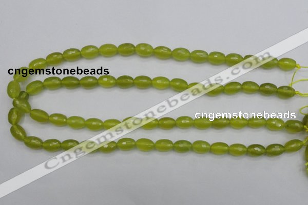 CKA226 15.5 inches 8*12mm faceted rice Korean jade gemstone beads