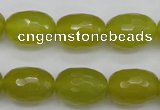 CKA227 15.5 inches 12*16mm faceted rice Korean jade gemstone beads