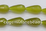 CKA229 15.5 inches 10*20mm faceted teardrop Korean jade gemstone beads