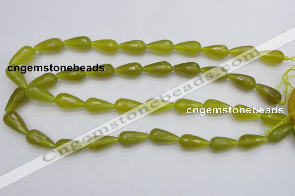 CKA229 15.5 inches 10*20mm faceted teardrop Korean jade gemstone beads