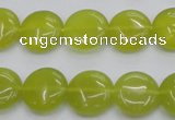 CKA237 15.5 inches 14mm flat round Korean jade gemstone beads