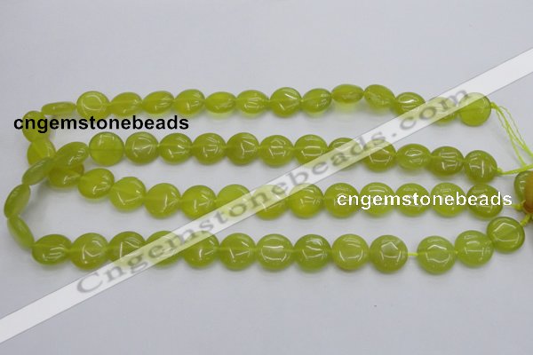 CKA237 15.5 inches 14mm flat round Korean jade gemstone beads