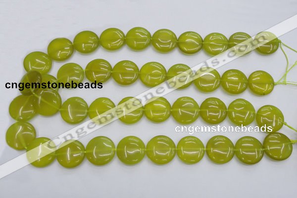 CKA238 15.5 inches 20mm flat round Korean jade gemstone beads